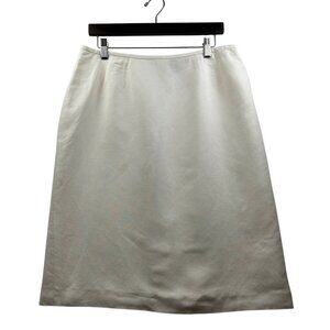 Kasper White Linen Blend Lined Skirt Knee-Length Summer Classic Size 12